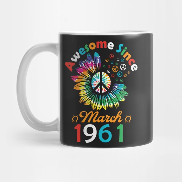 Funny Birthday Quote, Awesome Since March 1961, Retro Birthday by Estrytee